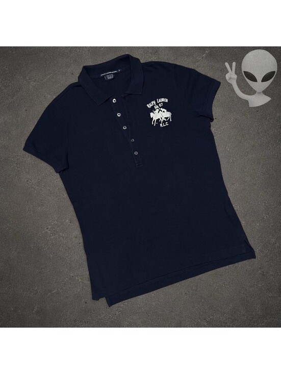 Ralph Lauren Tops - Ralph Lauren Sport Dual Match Big Pony Polo Shirt Women's L Navy Cotton